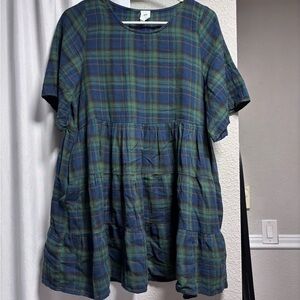 FLAWLESS womens Plaid Dress in Blue and Green